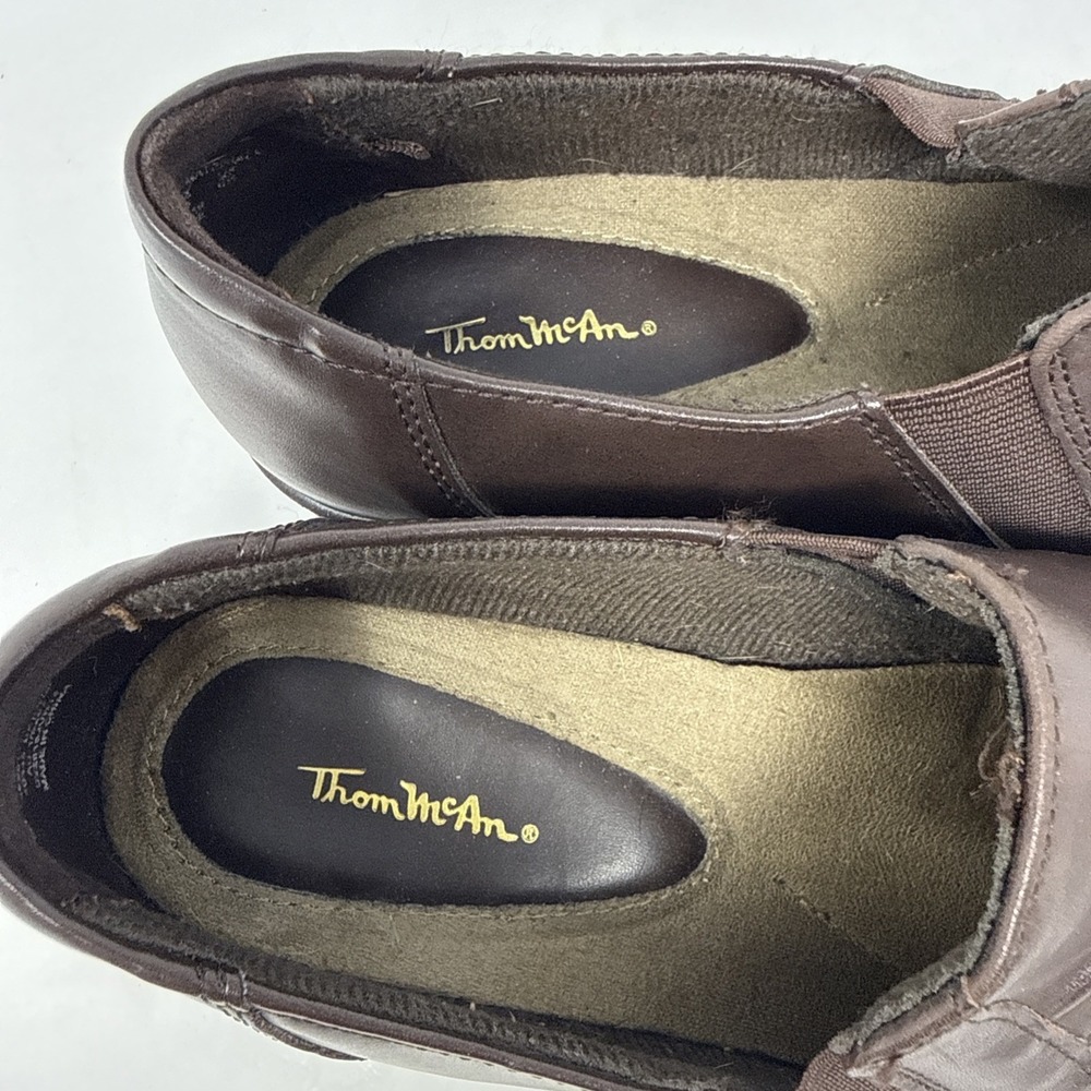 Thom McAn brown leather slip on chunky heel comfort shoes Women's US 8 M - Picture 6 of 12